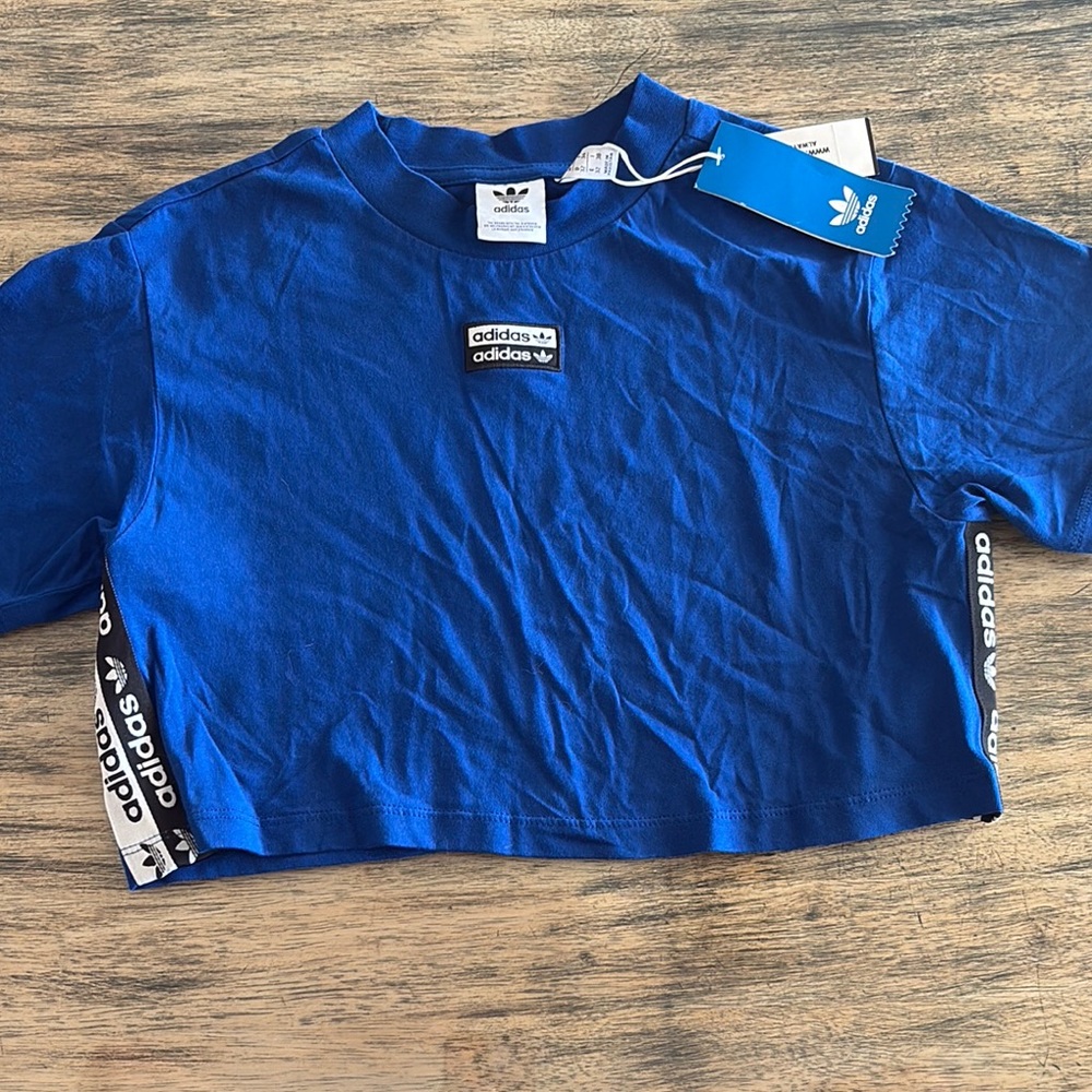 Adidas Blue Short Sleeve Tee Vibrant Cropped Design